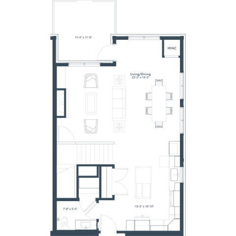 Floor plan for 3 beds, 2.5 baths, 2385 sqft